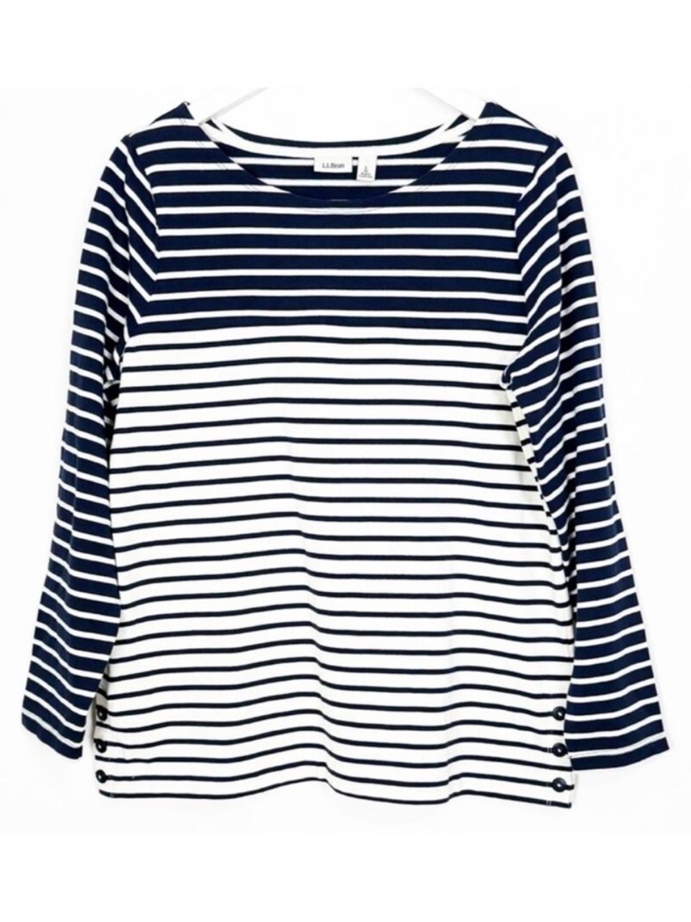 L.L. Bean Striped Button Top